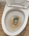 A stained dirty toilet bowl